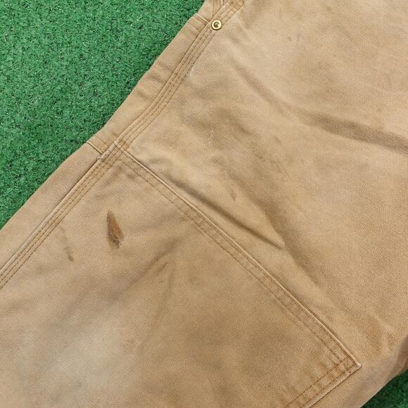 Carhartt Bib Overalls Mens 38x30 Brown Duck Double Knee Workwear Canvas R01 BRN - Picture 5 of 16